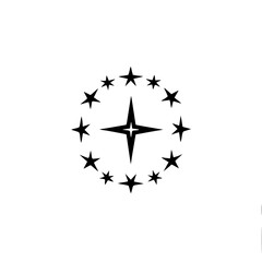 Black & White Star Compass Logo, Minimalist Vector Design