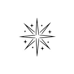 Hand-drawn Starburst: Minimalist Black & White Illustration