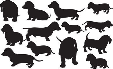 Dachshund Puppy Silhouette – Minimal Vector Illustration on White Background