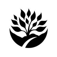 Minimalist Tree Silhouette Logo on White Background