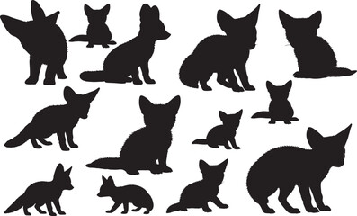 Fennec Fox Pup Silhouettes