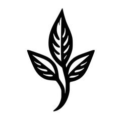 Minimalist Black and White Leaf Illustration for Logo Design