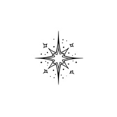 Abstract Starburst Logo Design, Black & White, Minimalist