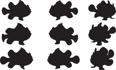 Hairy Frogfish Silhouettes