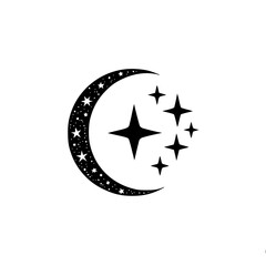 Celestial Black & White Logo: Moon, Stars, & Cosmic Design