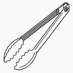 Stainless Steel Kitchen Tongs with Locking Mechanism Durable Cooking Tool Vector