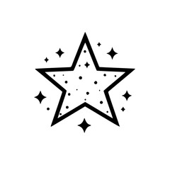 Simple Black Star Illustration with Dots and Sparkle Elements