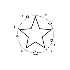 Minimalist Star Design: Black Outline with Dotted Halo on White