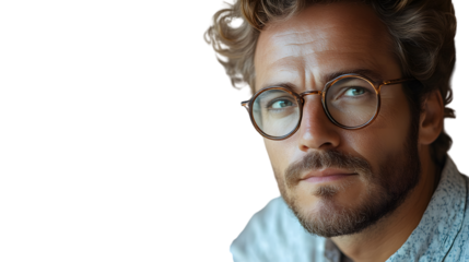 Closeup portrait of a man with glasses and a beard