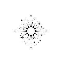 Celestial Starburst: Minimalist Sun and Stars Design