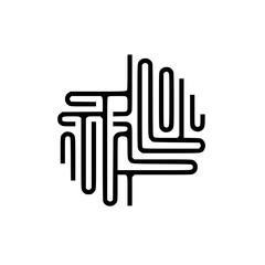 Abstract Geometric Logo Design: Interlocking Black Lines on White