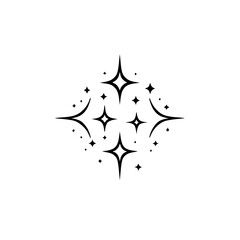 Sparkling Black Stars Icon on White Background