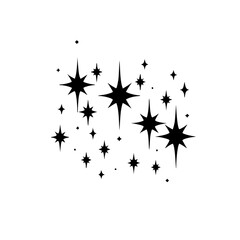 Black Starbursts on White Background - Sparkle Vector Illustration
