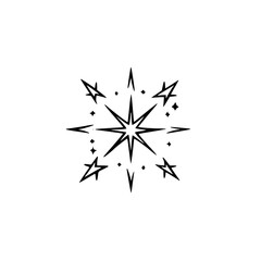 Geometric Starburst Illustration, Minimalist Black on White