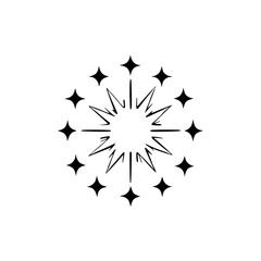 Minimalist Starburst Illustration: Black and White Radial Design