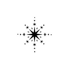 Geometric Starburst Icon, Black and White, Modern Design