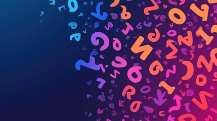 Abstract colorful numbers and letters background