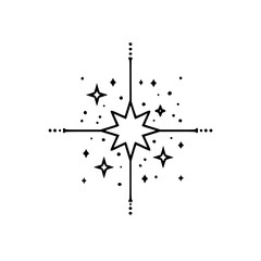 Minimalist Starburst Graphic, Black and White, Celestial Illustration