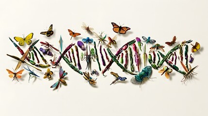 Fototapeta premium DNA Helix Transforms to Life Forms: Evolution's Journey
