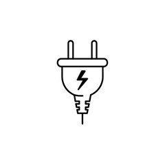 Obraz premium Electric plug icon with lightning bolt design 