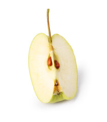 Piece of ripe green apple isolated on white