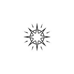 Simple Starburst Logo Design Element, Black and White, Modern, Decorative.