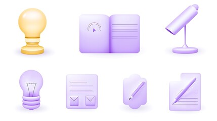 Collection of Creative and Professional Concept Icons in Soft Pastel Colors for Design Projects