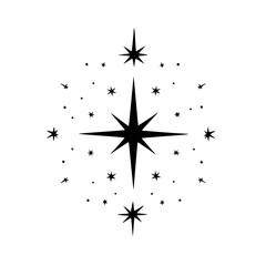 Geometric Star Burst Design: Minimalist, Abstract, Black and White.