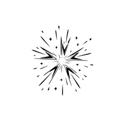 Obraz premium Black and White Burst: Comic Style Starburst, Geometric Design