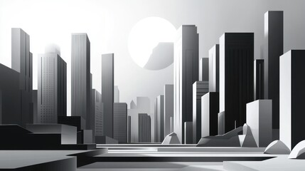 Monochrome Cityscape Horizon