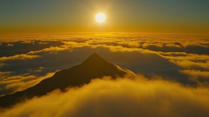 Golden Sunrise Over Mountain Clouds