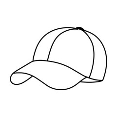 Simple outline drawing of a baseball cap on a white background ideal for various designs