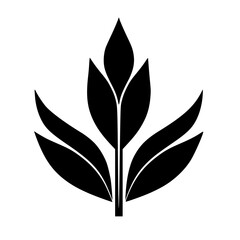 Black & White Botanical Emblem: Minimalist Leafy Illustration