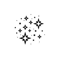 Black & White Starbursts: Vector Illustration, Minimalist Design
