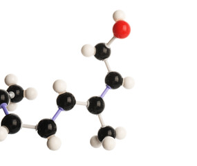 Molecule of retinol (vitamin A) isolated on white. Chemical model