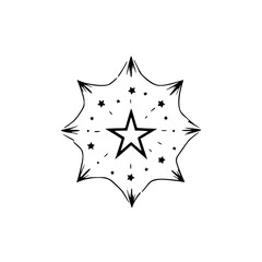 Abstract Starburst Mandala, Black and White, Minimalist Design