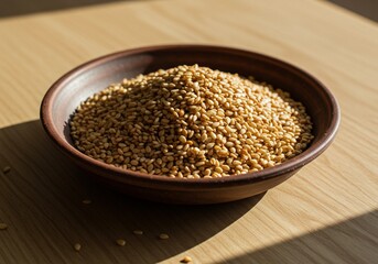 Bowl of Sesame Seeds in Sunlight