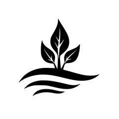 Minimalist Eco-Friendly Logo: Plant Growing from Earth, Black and White