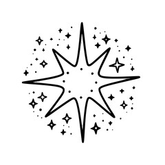 Black & White Starburst: Simple, Minimalist Design Element