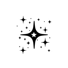 Sparkling Star Cluster Illustration, Minimalist Black & White Design