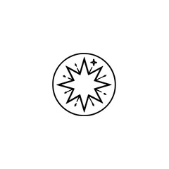 Geometric Abstract Explosion Icon: Minimalist Black & White Design