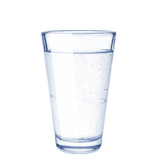 Glass of soda water isolated on white