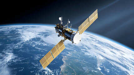 Obraz premium Satellite In Orbit Above Earth