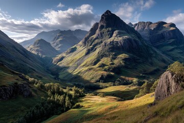 scottish mountains in the sunlight