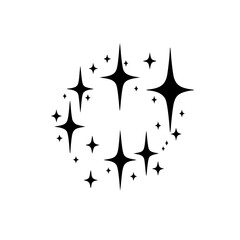Black Sparkle Cluster on White Background - Retro, Shiny Design