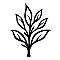 Minimalist Black and White Leafy Branch Illustration