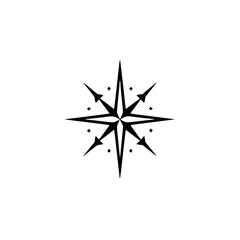 Fototapeta premium Elegant Black and White Compass Rose Icon on White