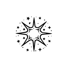 Obraz premium Starburst Abstract Logo: Black & White Graphic Element