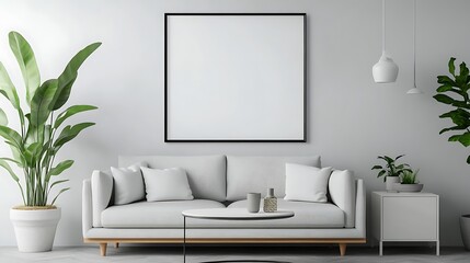 Modern Minimalist Living Room Interior Design Mockup