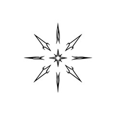 Geometric Black Starburst Design on White Background